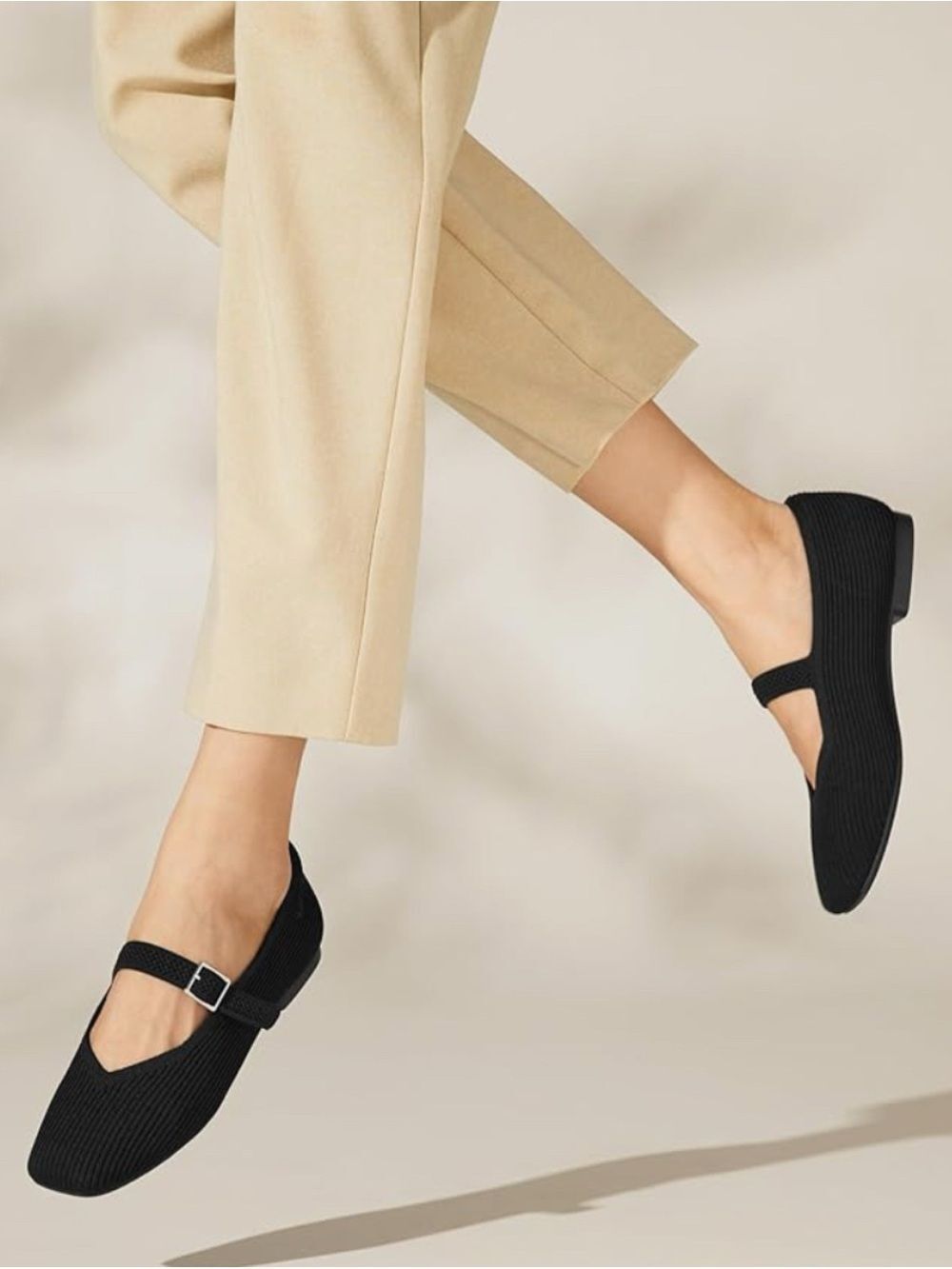 VIVAIA Margot Mary Jane Square-Toe Ballet Flats in Black Size 9.5~ Pristine